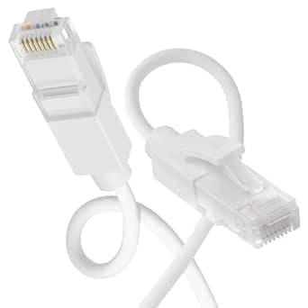 Câble Ethernet Cat 6a 1M en Silicone, Flexible RJ45 Cable Ethernet Cat 6a Souple 10Gbps, LAN RJ45 pour Jeux/PC/Télévision/Tablette/LapTop/Routeur (Blanc)