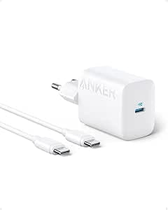 Anker Chargeur USB-C 30 W, Design Compact, Charge Rapide Haute Vitesse pour iphone 17 16 15, Samsung S23, MacBook Air, iPad Pro, et Plus(câble de 1,5 m Inclus)