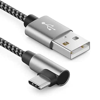 deleyCON 1m Câble USB A vers USB C - C Mâle 90° Coudé - Câble de Charge A vers C pour iPhone 15 17 16 Pro Max Samsung S25 S24 S23 S22 Pixel iPad Pro MacBook Air Tablets Switch PS5