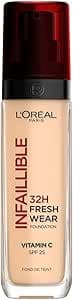 L'Oréal Paris - Fond de Teint Fluide Infaillible 32h Fresh Wear - Tous Types de Peau - Teinte : Lin (100) - 30 ml