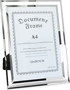 Giftgarden Cadres Photo A4 en verre Transparent, Cadre Photo 21x29.7cm à Poser pour Diplôme Certificat et Document, pour Montage sur Table Uniquement