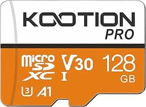 KOOTION Carte Micro SD 128 Go Carte Mémoire UHS-3 Vitesse jusqu'à 100 m/s,TF Micro SDXC, T-Flash V30, U3,A1 pour Drone/Dash Cam/Camera/Phone/Nintendo-Switch/PC/Tablet