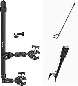 SMALLRIG Kit de montage de moto pour appareil photo Insta360 X5/X4/X3 360, pour DJI Osmo 360/Action 6/5 Pro, pour GoPro, guidon de vélo, perche à selfie invisible avec double tête à bille, super