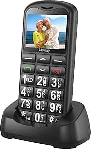 Téléphone Portable Senior Débloqué, 1.8" LCD Écran | Grandes Touches | Haut Volume, GSM Telephone pour Personne Agées Facile à Utiliser avec Bouton SOS |Radio FM| Lampe Torche| Station de Charge| Noir