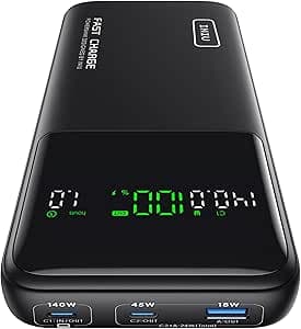 INIU Batterie Externe, 140W Power Bank 27000mAh, Batterie Portable USB C Input & Output PD3.1 Charge Rapide, Compatible avec Macbook Pro iPhone16 15 14 13 Samsung S23 iPad Steam Deck etc