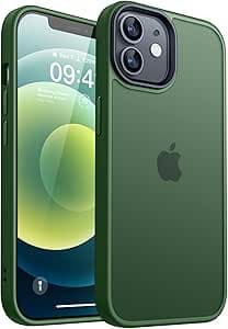 CANSHN Coque Mat Compatible avec iPhone 12 et iPhone 12 Pro [Toucher Doux et Soyeux] Coque de Protection Antichoc Translucide pour iPhone 12/12 Pro 6.1 Pouces - Vert Foncé