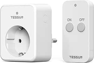 TESSAN Prise Telecommande sans Fil 30,5M, 3600W Prise Connectée avec Interrupteur, Electrique avec Telecommande à Aimantation, Commandée pour Lampe et Électroménager, Blanche