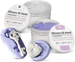 Caoutchouc de Silicone Non Toxique pour moules SIL HAND, kit à Deux Composants moulable à 1:1, pour Petits Objets ou pièces anatomiques, Moulage d’Objets et créations artistiques (250 gr)