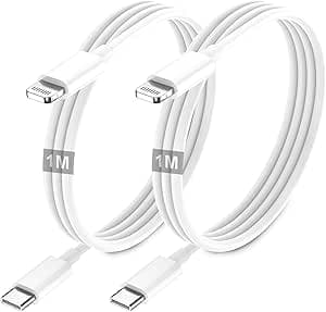 ZMHPJQ Câble USB-C vers Lightnning 1M [Certifié MFi] Cable USBC iPhone Chargeur Rapide Power Fil Lightning USB C pour iPhone 14 13 12 Pro Max Mini/11/XS/X/8 Plus/2020 SE/iPad(2Pack)