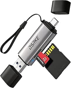 Lecteur de Carte SD USB C USB 3.0 Adaptateur de 5Gbps pour Micro SD/TF/SDHC/SDXC/MMC, Compatible avec Galaxy S25/S24/S23 séries, iPhone 15/16/17Plus Pro Max/PC/Ordinateur