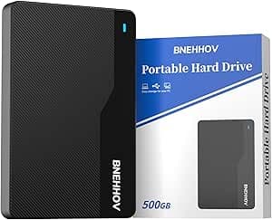 Disque Dur Externe Portable 500Go 2.5'' USB 3.0 Stockage HDD pour PS4, PC, Mac, Ordinateur Portable, Xbox, Android, Bureau SATA, TV, Wii U, Chromebook, Ordinateur de Bureau, Windows