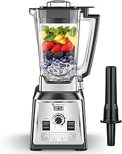 AMZCHEF Blender Professionnel, 2000W Blender Smoothie avec 8 Lames 3D en Acier Inoxydable, 2L Mixeur Blender Sans BPA - 25000 tr/min - 4 Fonctions Électroniques Prédéfinis - Régulateur à 8 Vitesses