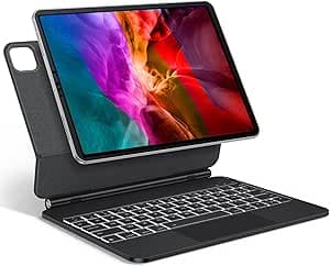 TECURS Étui Clavier Magnétique pour iPad Air 11" (M3/M2, 2025/2024)/ Air 5 2022/ Pro 11" (4/3/2/1 Gen) Air 4 2020 Multi-Touch,Magic Keyboard AZERTY Clavier Bluetooth iPad sans Fil avec Coque, Noir