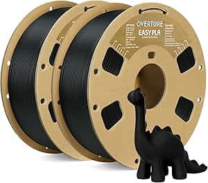 OVERTURE Easy PLA Filament 1.75 mm, Filament d'imprimante 3D EASY PLA 2kg (4.4 lbs), Précision dimensionnelle de +/- 0.02mm (Noir 1kg*2)