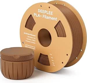 DEEPLEE Filament PLA+ Brun 1kg de 1.75 mm Filament PLA Plus avec Précision de +/- 0,02 mm 1 Bobine pour Imprimantes 3D FDM