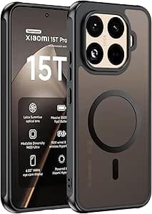 Coque pour Xiaomi 15T Pro, Compatible MagSafe, Protección Grado Militar, Hautement Noir et résistant, Anti-jaunissement, Anti-Graisse et Anti-Rayures Coque -Noir