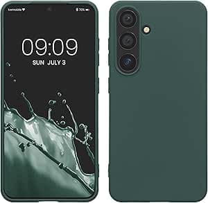 kwmobile Housse Compatible avec Samsung Galaxy S24 Coque - Housse de téléphone Protection Souple en Silicone - Bleu Vert