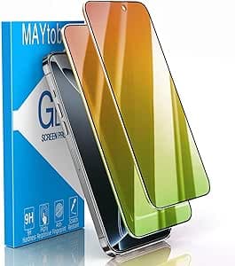 MAYtobe 2 Pièces Verre Trempé Vert Anti Espion pour iPhone 16 Pro, Film Protection écran Confidentialité, Vert Coloré, Anti Reflet, Sans Bulles, Dureté 9H, Anti Rayures