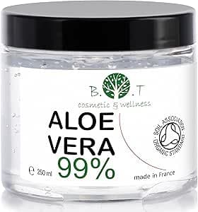 Gel Aloe Vera Bio, 100% Naturel, Hydratant Visage et Corps, Calmant Après-Rasage, Après-Soleil Naturel, Soin Capillaire, Plaquage Cheveux 250 ml