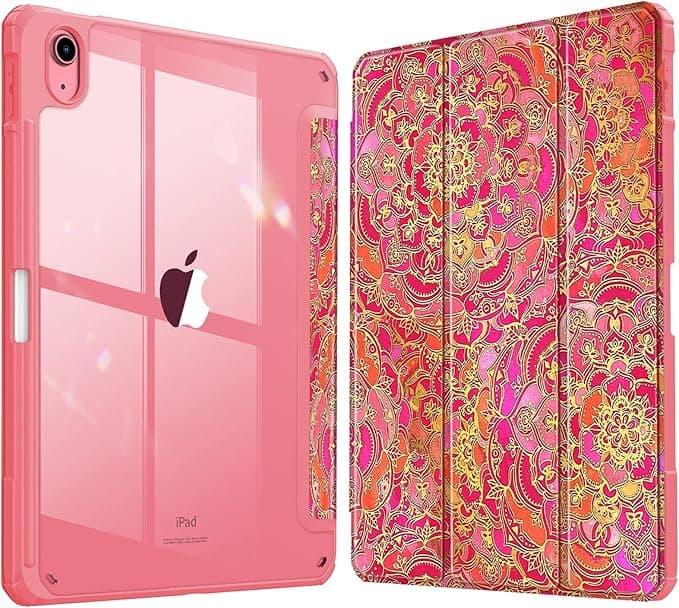 FINTIE Coque pour iPad (A16) 11ème Génération 11 Pouces 2025, iPad 10ème Génération 10.9 Pouces 2022 - [Rangement de Stylet] Coque Transparente Claire, Housse Bord Antichoc, Nuances Rose