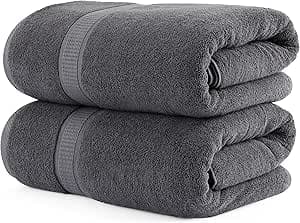 Utopia Towels - Lot de 2 (80 x 200 cm), Serviettes de Sauna XXL, Draps de Bain, Serviettes Extra-Larges avec Crochet très Absorbant, 100% Coton (Gris)