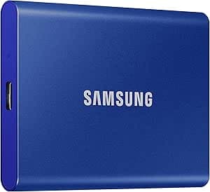 Samsung SSD Externe T7 1 To, Bleu, MU-PC1T0H/WW, Vitesse de lecture/écriture jusqu'à 1050 Mo/s, Sécurisation par mot de passe