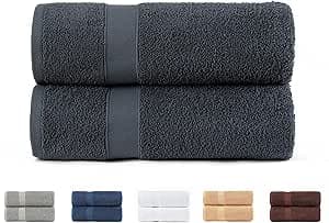 Todocama Lot de 2 Serviettes 100% Coton 550 g/m² Extra Douces 5501, très absorbantes et à séchage Rapide (Gris foncé, 70 x 140 cm)